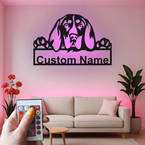 Vue alternative de Décoration murale en métal personnalisée pour chien avec rétroéclairage LED - Cadeau pour les propriétaires d'animaux - Décor de salon ou d'entrée 3
