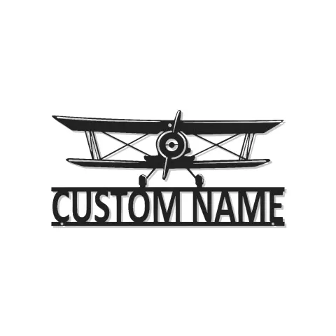 Custom Biplane Led Light Metal Wall Art Personalized Aviation Gift for Pilot Hangar or Office Decor 1