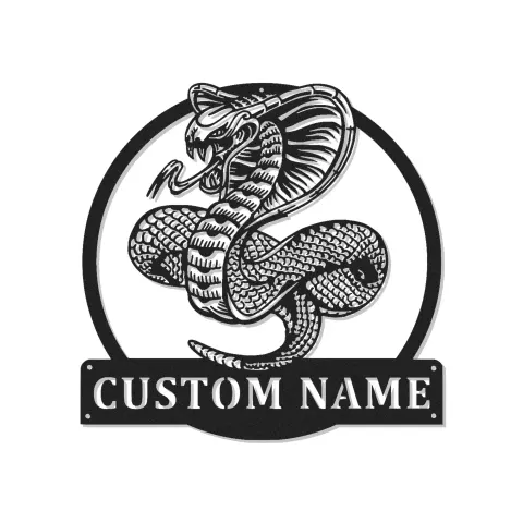 Décoration murale en métal personnalisée Cobra Snake avec rétroéclairage LED - Cadeau pour les amoureux des reptiles
