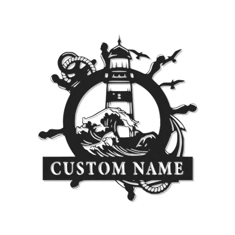 Custom Lighthouse Metal Sign | LED Nautical Wall Art | Personalized Beach House Decor | Sailor Gift & Coastal Home Accent