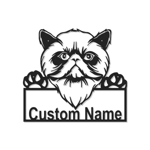 Insegna in metallo LED personalizzata con gatto persiano - Regalo unico per amanti dei gatti, decorazione per soggiorno