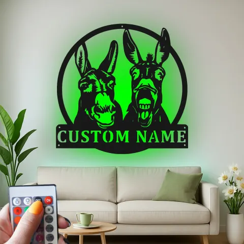 Vue alternative de Décoration murale en métal personnalisée avec duo de ânes