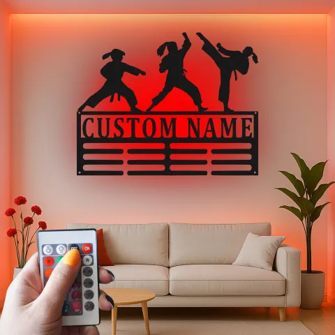 Personalized Martial Arts Metal Sign | Custom Karate LED Wall Art | Dojo & Gym Decor | Martial Artist Gift alternate view