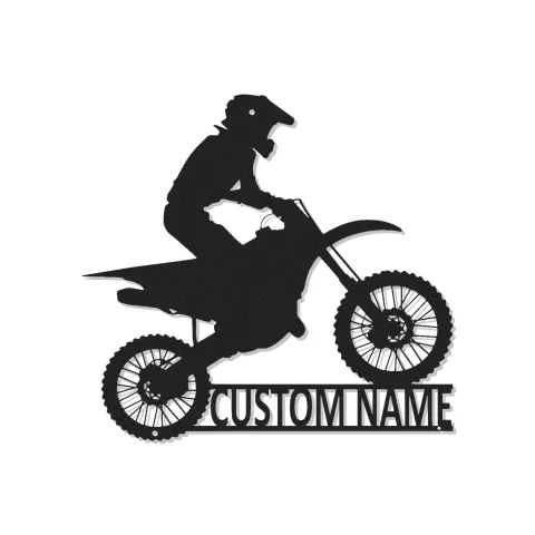 Cartel de metal LED personalizado de piloto de motocross, regalo para entusiastas de las motos de campo, decoración para garaje o cueva de hombres 5