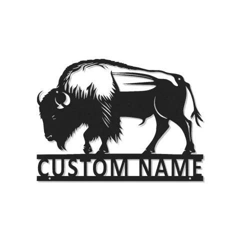 Insegna in metallo LED personalizzata con bisonte - Regalo selvatico per la casa - Decorazione rustica per soggiorno