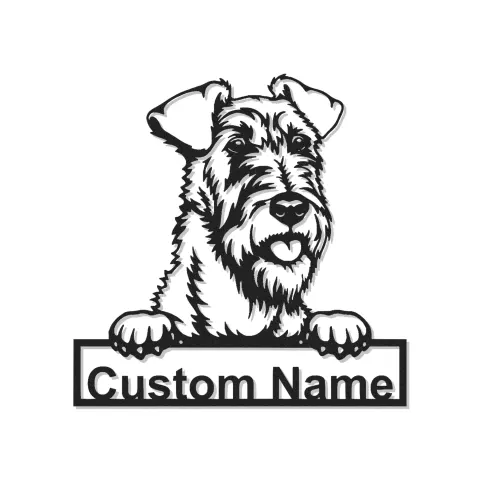 Décoration murale en métal LED personnalisée en forme de terrier Airedale - Cadeau pour les amoureux des chiens - Décor pour le salon