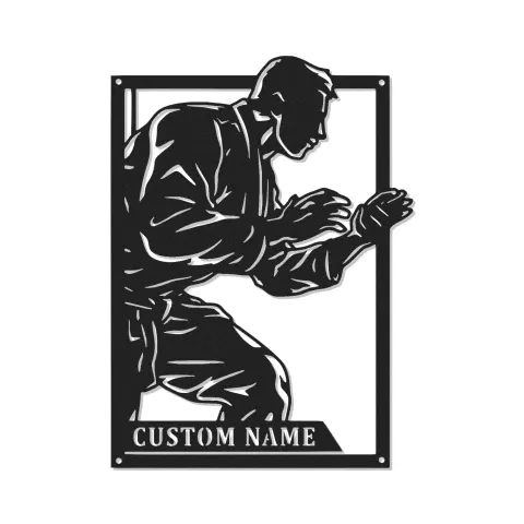 Panneau LED personnalisé d'arts martiaux | Décoration murale en métal Karate personnalisée | Cadeau pour combattant | Décor de dojo et studio