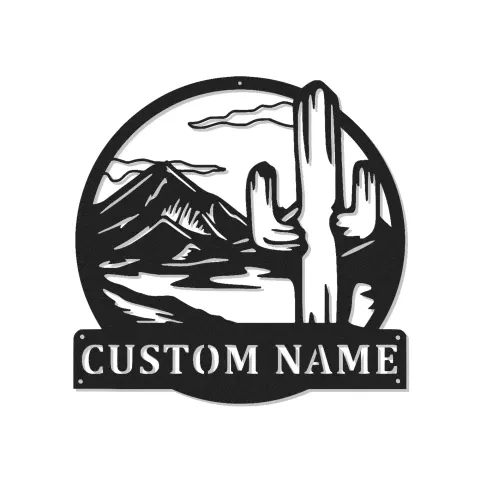 Custom Desert Cactus Led Light Metal Wall Art Personalized Southwest Gift Living Room or Patio Decor