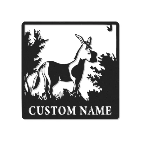 Insegna in metallo LED Donkey personalizzata regalo rustico per la casa per amanti degli animali