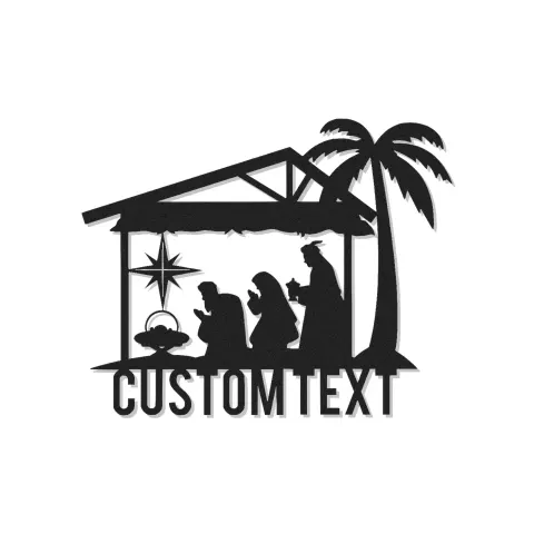 Cartel LED personalizado de belén | Arte mural de metal para Navidad | Decoración religiosa navideña | Idea de regalo cristiano para la familia