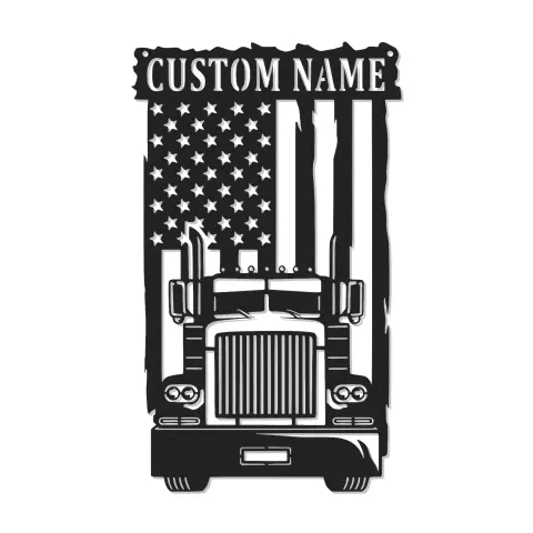 Insegna in metallo personalizzata con camion americano retroilluminato regalo per camionisti decorazione per garage o man cave