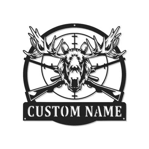 Panneau en métal de chasse à l'élan | Décoration murale personnalisée avec rétroéclairage | Cadeau personnalisé pour chasseur | Décor de chalet et de lodge