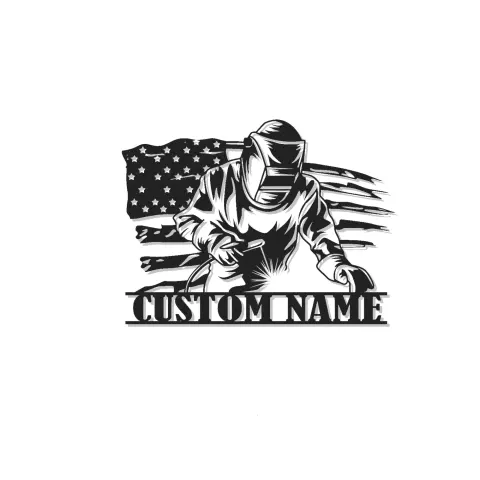 Cartel de metal personalizado con luz LED de bandera americana para soldadores, regalo personalizado para soldadores, decoración de garaje o taller