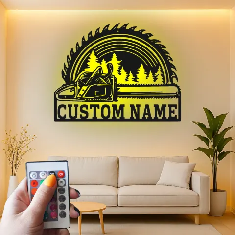 Vue alternative de Décoration murale en métal personnalisée scie à chaîne et lame de scie