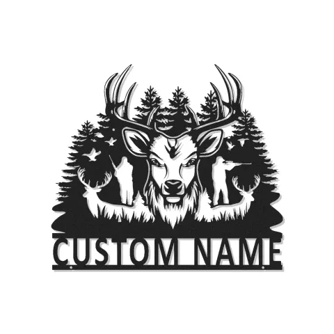 Cartel de metal LED de cazador de ciervos, regalo personalizado para cazadores, decoración rústica de cabaña