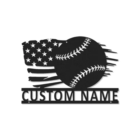 Cartel de metal LED personalizado de bandera americana de béisbol, regalo deportivo para aficionados al béisbol, decoración para sala de juegos