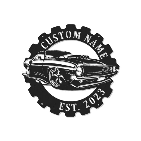 Personalisierte LED-Metall-Wandkunst für Muscle Cars – Geschenk für Auto-Enthusiasten und Garagen-Dekor
