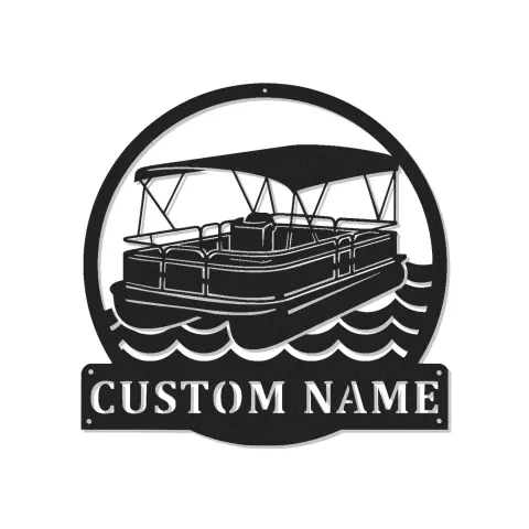 Insegna Personalizzata per Barca Pontoon | Arte Murale in Metallo LED | Decorazione Nautica Personalizzata per Casa al Lago | Regalo per Proprietari di Barche