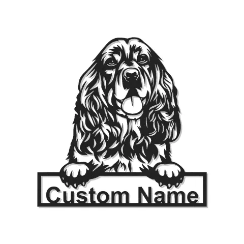 Cartel de metal LED personalizado de Cocker Spaniel - Regalo para amantes de los perros - Decoración para el salón