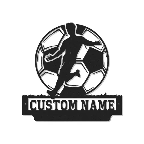 Individuelles Metall-Schild für Fußballspieler | Personalisierte LED-Wandkunst | Dekoration für Sportlerzimmer | Fußballgeschenk mit Namen