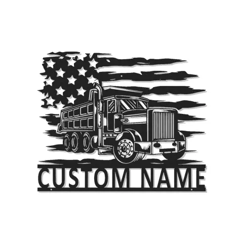 Insegna in metallo LED a forma di camion ribaltabile personalizzata - Regalo per appassionati di camion - Decorazione per garage o man cave
