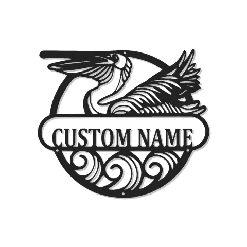 Custom Pelican Led Light Metal Wall Art Coastal Home Gift Personalized Beach House Decor