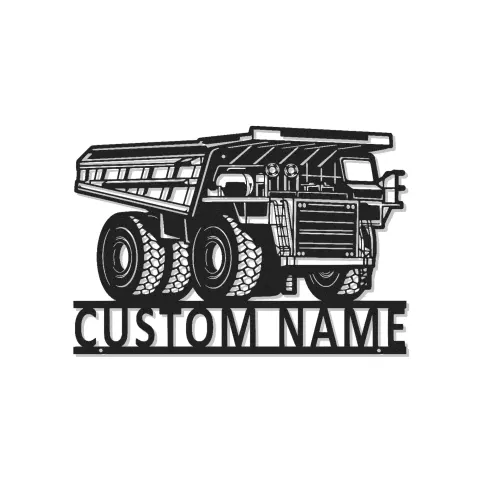 Décoration murale en métal LED personnalisée en forme de camion benne pour passionnés de construction - Cadeau pour garage ou bureau