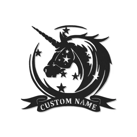 Insegna in metallo LED personalizzata con unicorno - Regalo per decorazione camera bambini magica