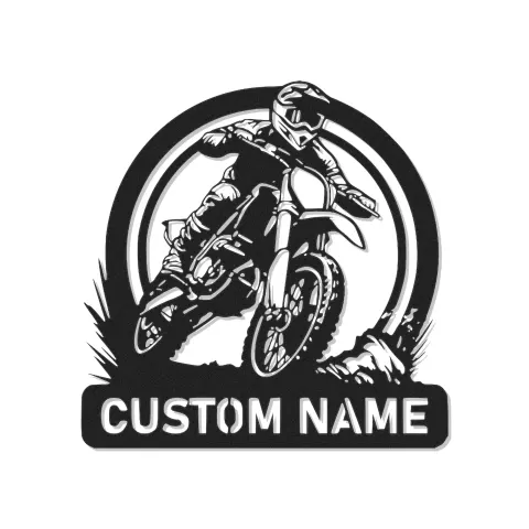 Décoration murale en métal personnalisée pour motocross avec rétroéclairage LED - Cadeau pour les passionnés de moto tout terrain, décoration de garage ou de salle de jeux
