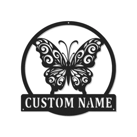 Insegna in metallo personalizzata con farfalla e luce LED, regalo per lei per decorare la camera da letto o il soggiorno 1