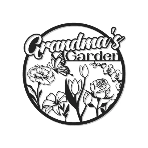 Cartel personalizado del jardín de la abuela | Arte mural de metal LED | Decoración floral de mariposa personalizada | Regalo del Día de la Madre para Nana