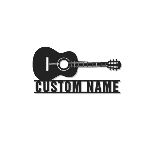 Enseigne guitare en métal personnalisée avec LED | Décoration murale prénom sur mesure pour studio de musique et cadeau musicien | Décor pour guitariste