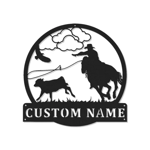 Personalisierte Cowboy-Rodeo-LED-Metall-Wandkunst – Western-Geschenk für Ihn, rustikale Ranch-Deko