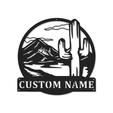 Insegna in metallo personalizzata con cactus del deserto e luce LED regalo del sud-ovest decorazione per soggiorno o patio 2