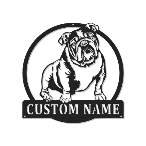 Custom Bulldog Led Light Metal Wall Art Personalized Dog Lover Gift Living Room Pet Decor
