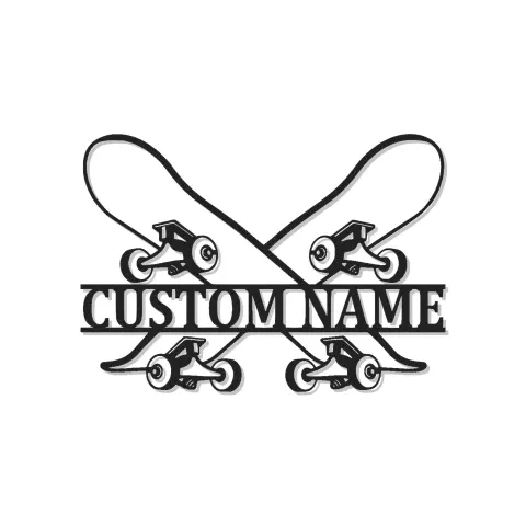 Insegna in metallo LED Skateboard personalizzata - Regalo per skater - Decorazione per camera degli adolescenti o negozio di skateboard