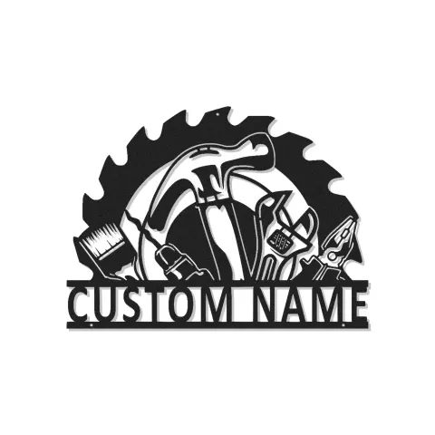 Custom Tool Set Led Light Metal Wall Art Personalized Gift for Handyman Garage Workshop Decor 4