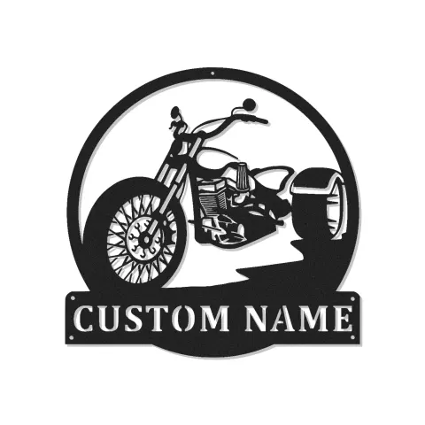 Individuelles Motorrad-Metallschild mit LED-Lichtern | Personalisierte Biker-Garagen-Dekoration | Männerraum-Geschenk | Vintage Chopper Wandkunst