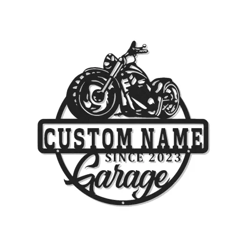Personalisierte Motorrad-Metallschild | LED Licht Wandkunst für Garage & Mann-Höhle | Individuelles Biker Namensgeschenk
