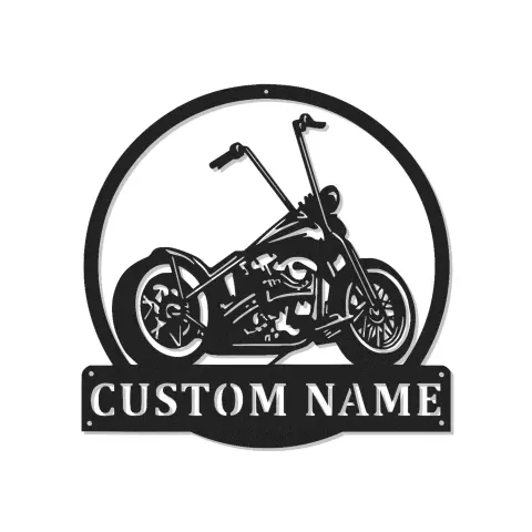 Panneau LED personnalisé de chopper | Art mural en métal pour moto personnalisée | Décor de garage pour motard | Cadeau vintage pour lui