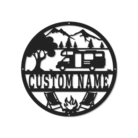 Cartel de metal LED personalizado de camping en autocaravana, regalo personalizado para campistas, decoración de aventura al aire libre