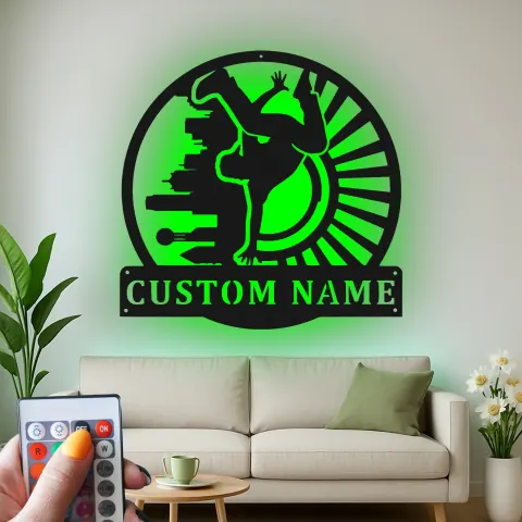 Personalisierte Breakdancer LED Metall-Schild | Wandkunst für urbane Tanzstudios | Individuelle Teenagerzimmer-Dekoration | Hip Hop Tänzer Geschenk alternative Ansicht