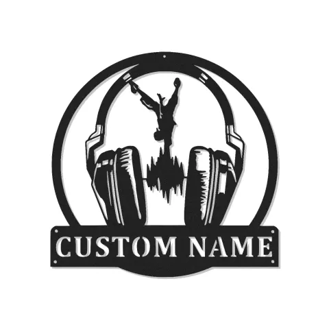 Custom Breakdancer Headphones Led Light Metal Wall Art Personalized Music Lover Gift Bedroom or Studio Decor