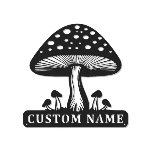 Personalisierte Pilz-Metallschild mit LED | Personalisierte Cottagecore-Wandkunst | Verspielt Natur-Dekor für Zuhause oder Studio Geschenk
