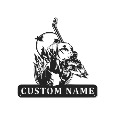 Panneau de chasse personnalisé Labrador | Décoration murale en métal LED pour papa chasseur | Décor de chien canard personnalisé | Art de man cave et de chalet