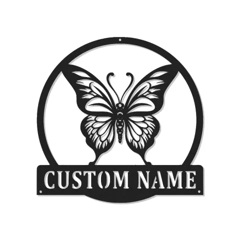 Insegna in metallo personalizzata con farfalla e luce LED regalo per amanti della natura decorazione per camera da letto o asilo