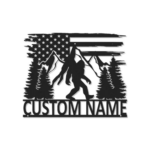 Décoration murale en métal personnalisée Bigfoot avec rétroéclairage LED - Cadeau unique pour les passionnés de plein air - Décor de cabane rustique