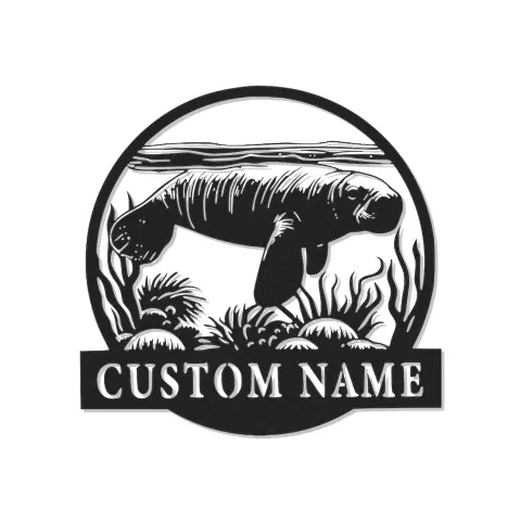 Custom Manatee LED Metal Wall Art | Personalized Nautical Decor | Florida Ocean Lover Gift Sign