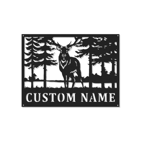 Custom Deer Forest Led Light Metal Wall Art Personalized Gift for Nature Lovers Cabin or Lodge Decor 2