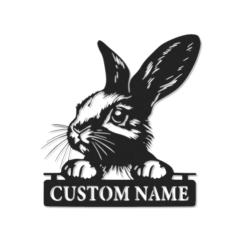 Custom Rabbit Metal Sign | Personalized Bunny LED Light for Nursery | Animal Lover Name Plaque | Kids Room Wall Art
